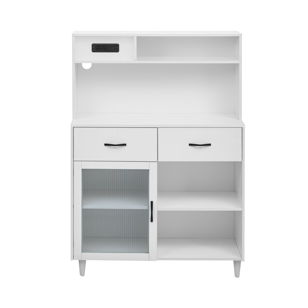Fancy Design Versatile Sideboard, Can Be Used in Dining Room, Kitchen. White Solid Wood Frame