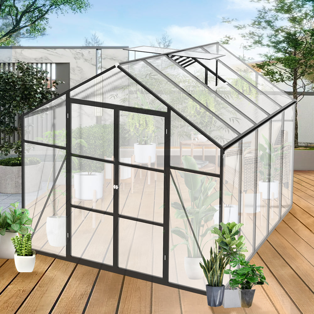 Newly Design Aluminum Frame greenhouse 8x10 FT Polycarbonate Greenhouse Heavy Duty Walk-in Greenhouses for Garden Backyard in All Season
