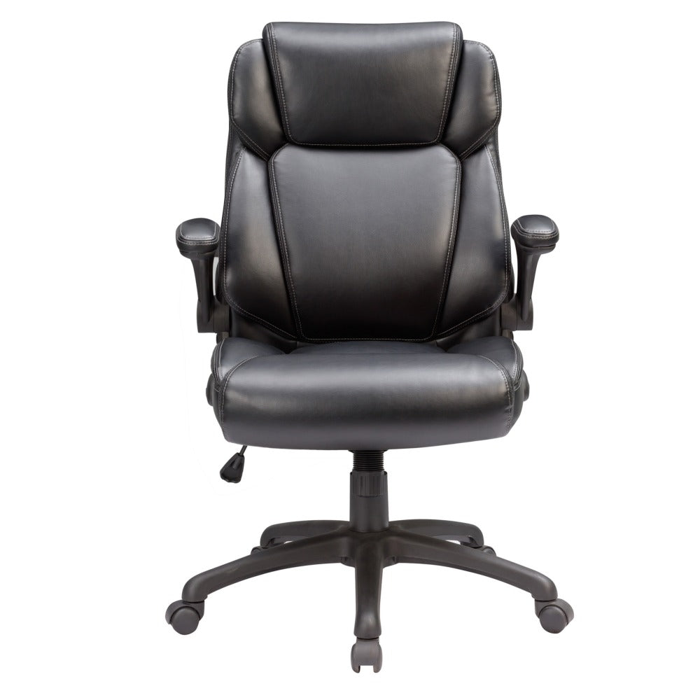 Adjustable Bonded Leather Office Chair with Butterfly Mechanism, 360 Degree Swivel Armchair for Study, Office, Gaming, Black