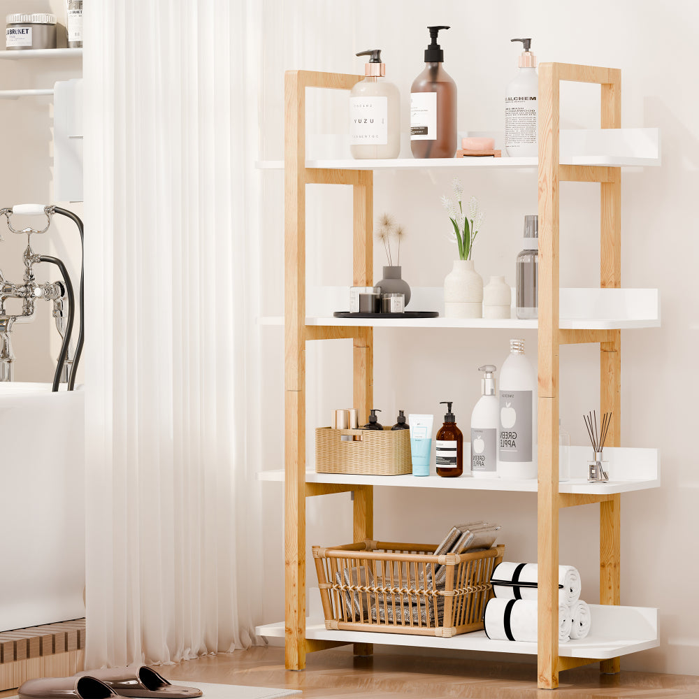 Multifuction Bookcase with Solid Wood Frame,Mix Color Plant Standing for Home Decro