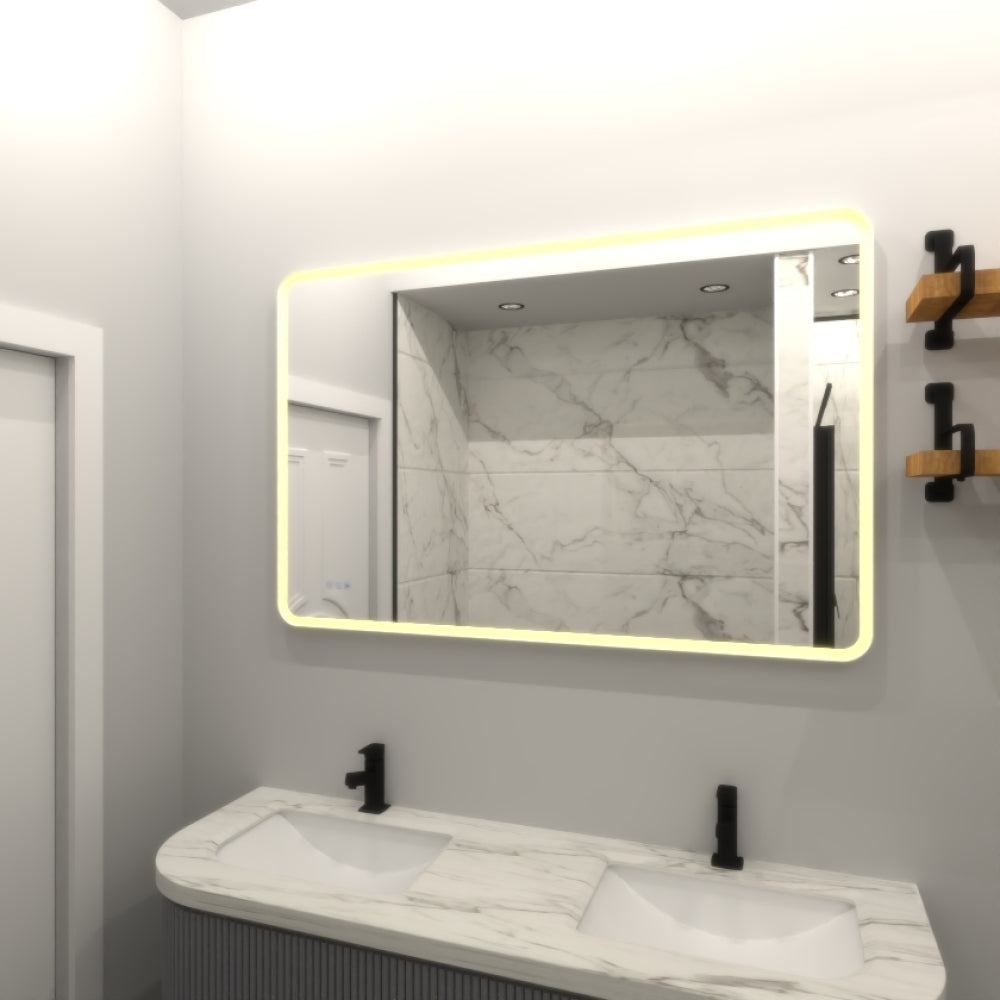 24 X 32 Rectangular Framed Dimmable Anti-Fog LED Wall Bathroom Vanity Mirror Lighted Mirror