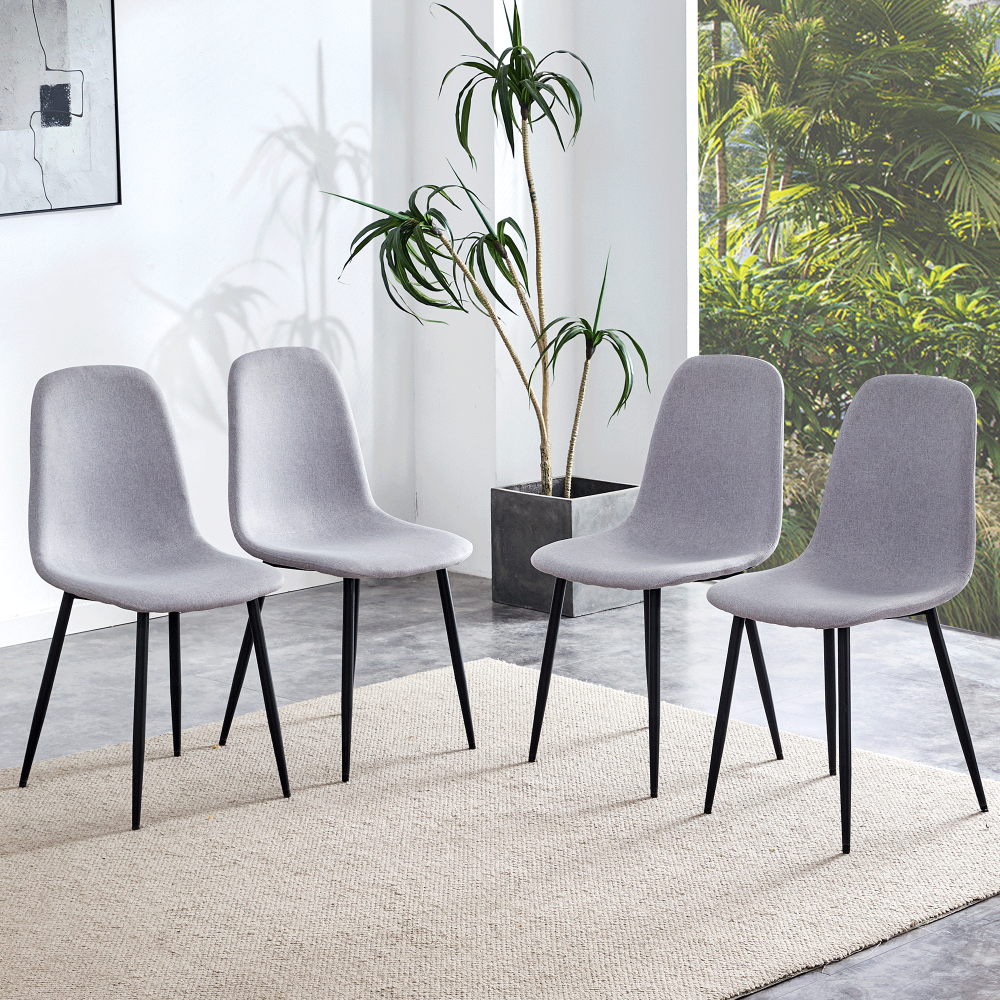 Set of 4 Gray fabric-back and Metal Combined Spoon Chairs - Perfectly matching minimalist and Scandinavian style homes, with product dimensions of 15.5*16.3*34.5 inches.