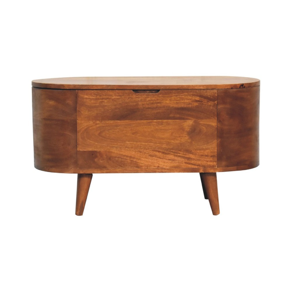 Solid Wood Chestnut Rounded Lid up Blanket Box, Storage Box