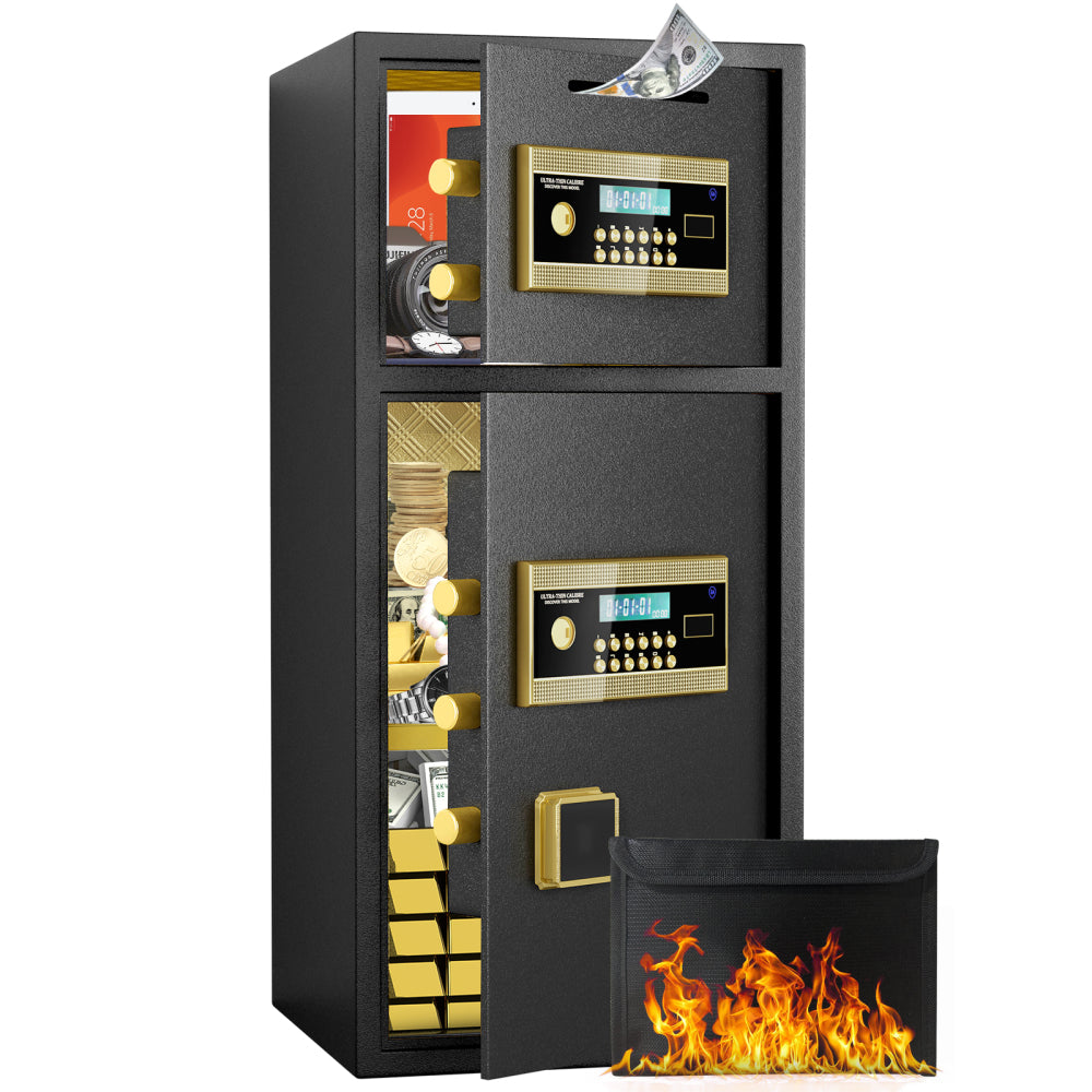 Large Double-door Coin-operated Safe,Digital Security Safe with Fireproof and Waterproof Bag,7.0 Cubic Feet Safe Box with Hidden Code Function for Home,Office and Hotel