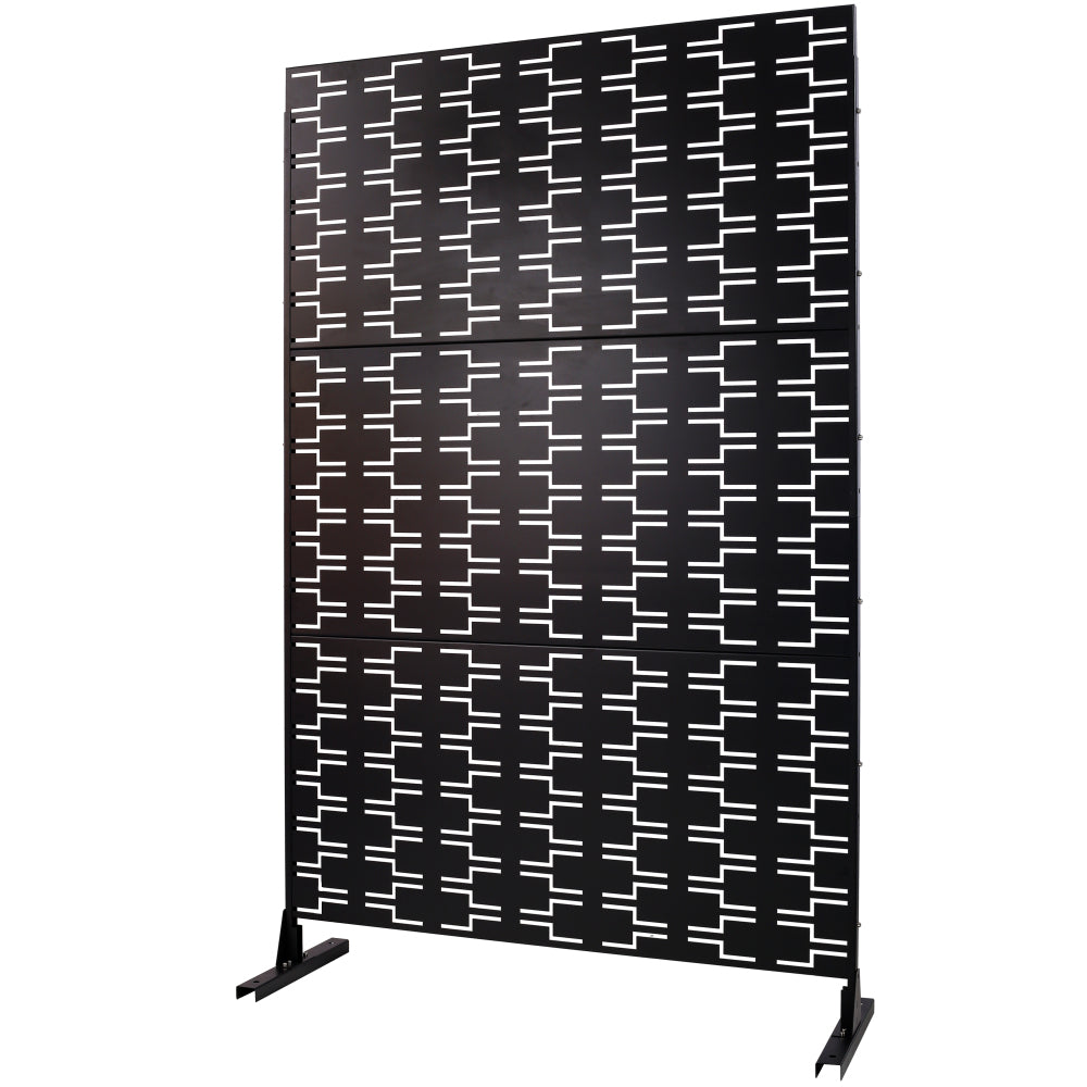 Outdoor & Indoor Privacy Screen Metal Privacy Screen 76" H×48" W, Freestanding Decorative Privacy Screen for Deck Balcony Patio, Privacy Fence Panels for Outside Lawn Garden PS112 BLACK