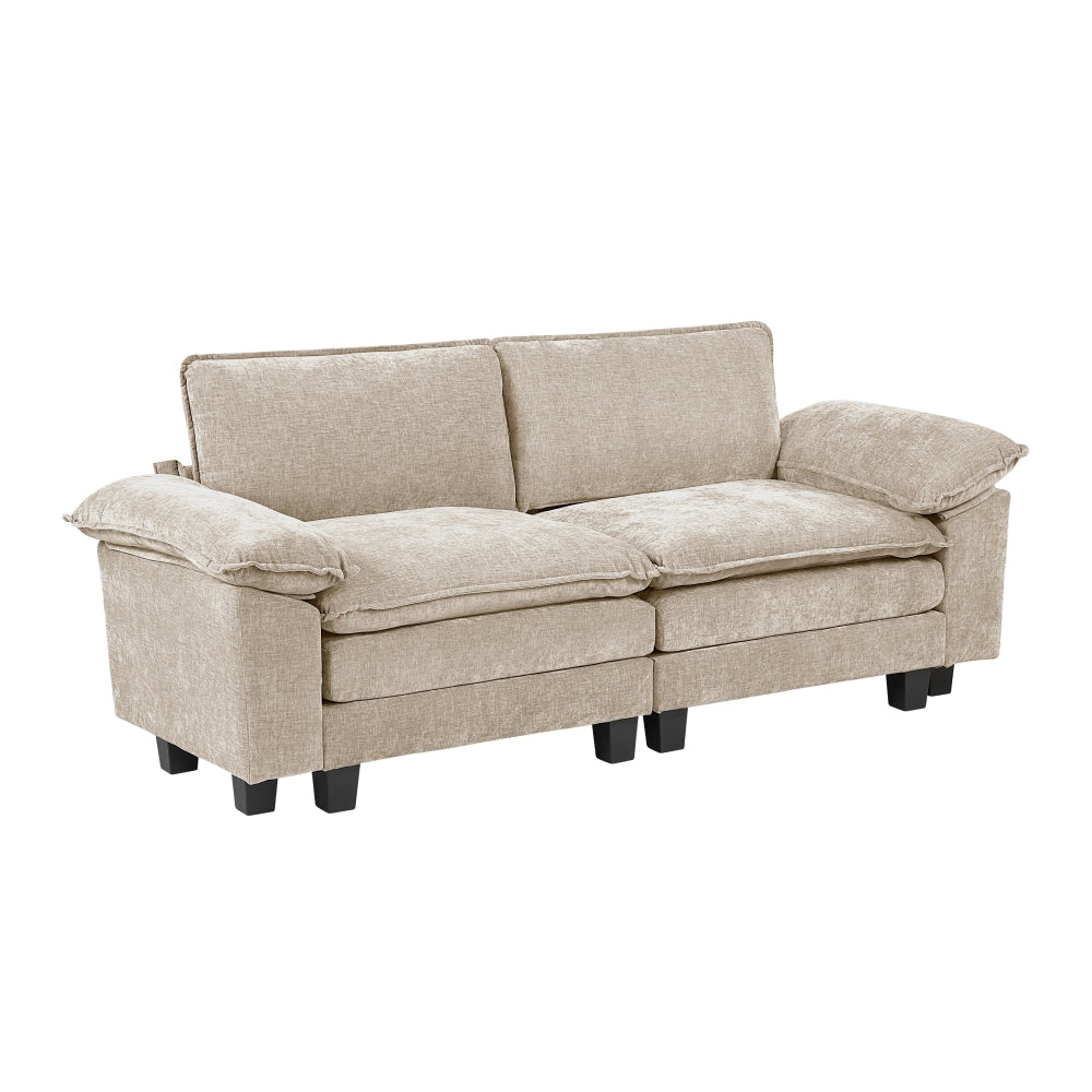 Modern Style Loveseat Plush Comfort Taupe Chenille Fabric Upholstery Contemporary Living Room Furniture 1pc Durable Plywood