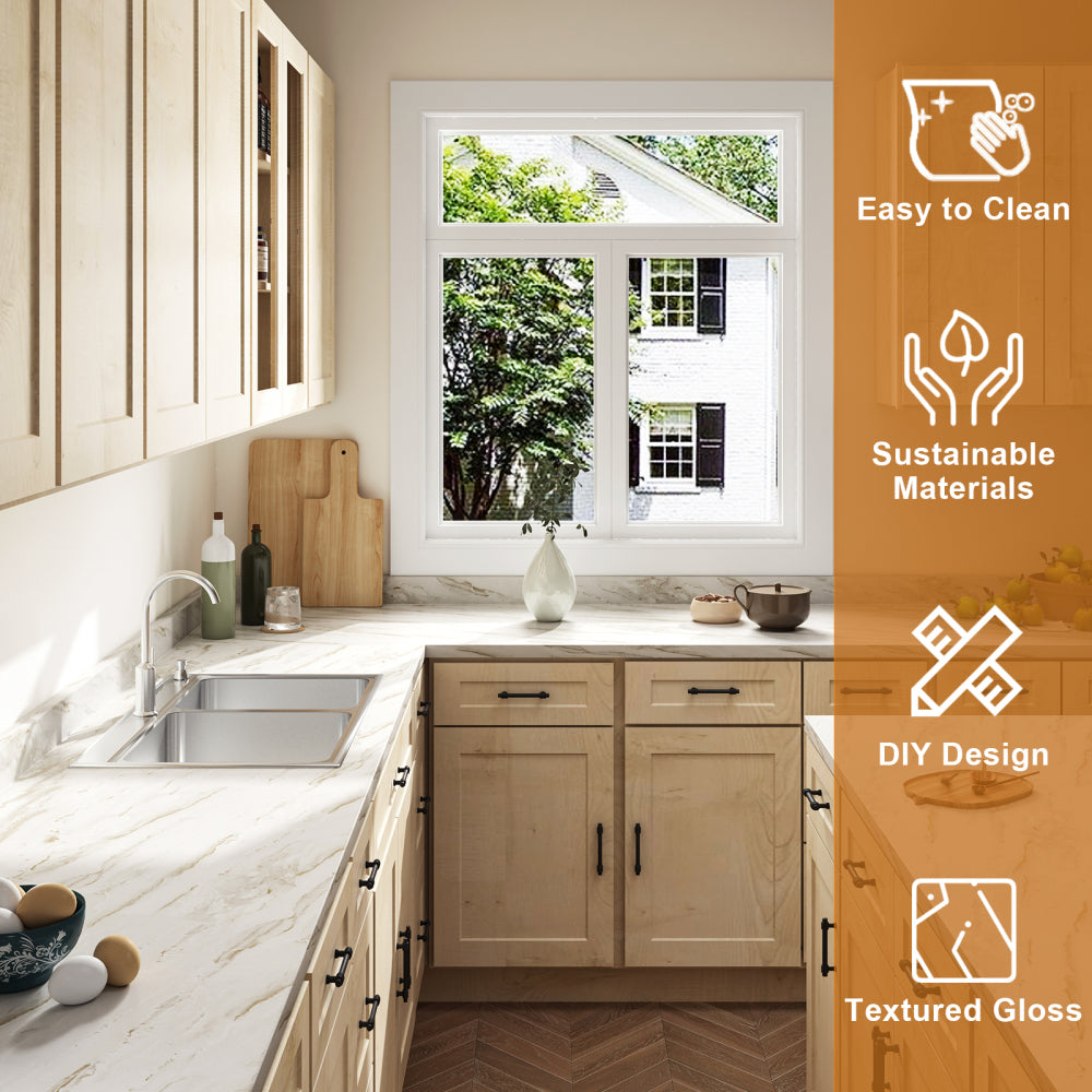Laminate Countertop, Kitchen Countertop, Wood Plywood Sheets Table Top for DIY, Office Desk Top, Washer Dryer Counter Top, 96" L x 25.56" W x 0.75" D (Drama Marble)