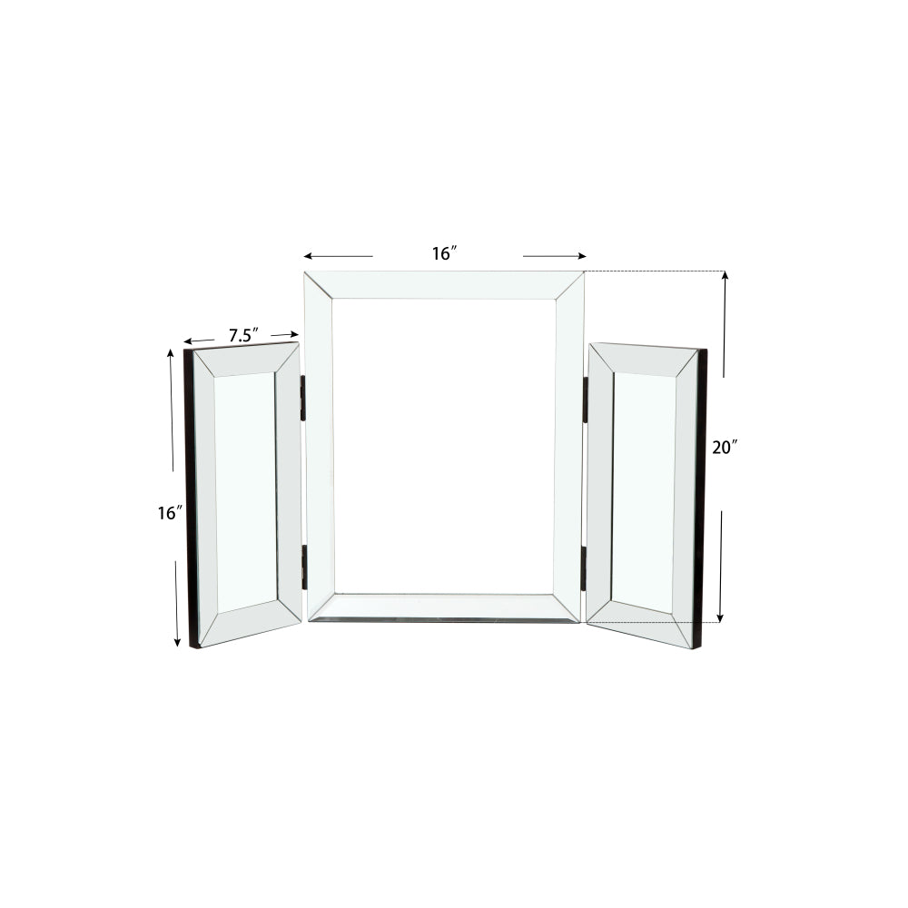 W 31 inch  X H 20  inch  Mountain shaped Folding vanity mirror Widely used in homes and offices,