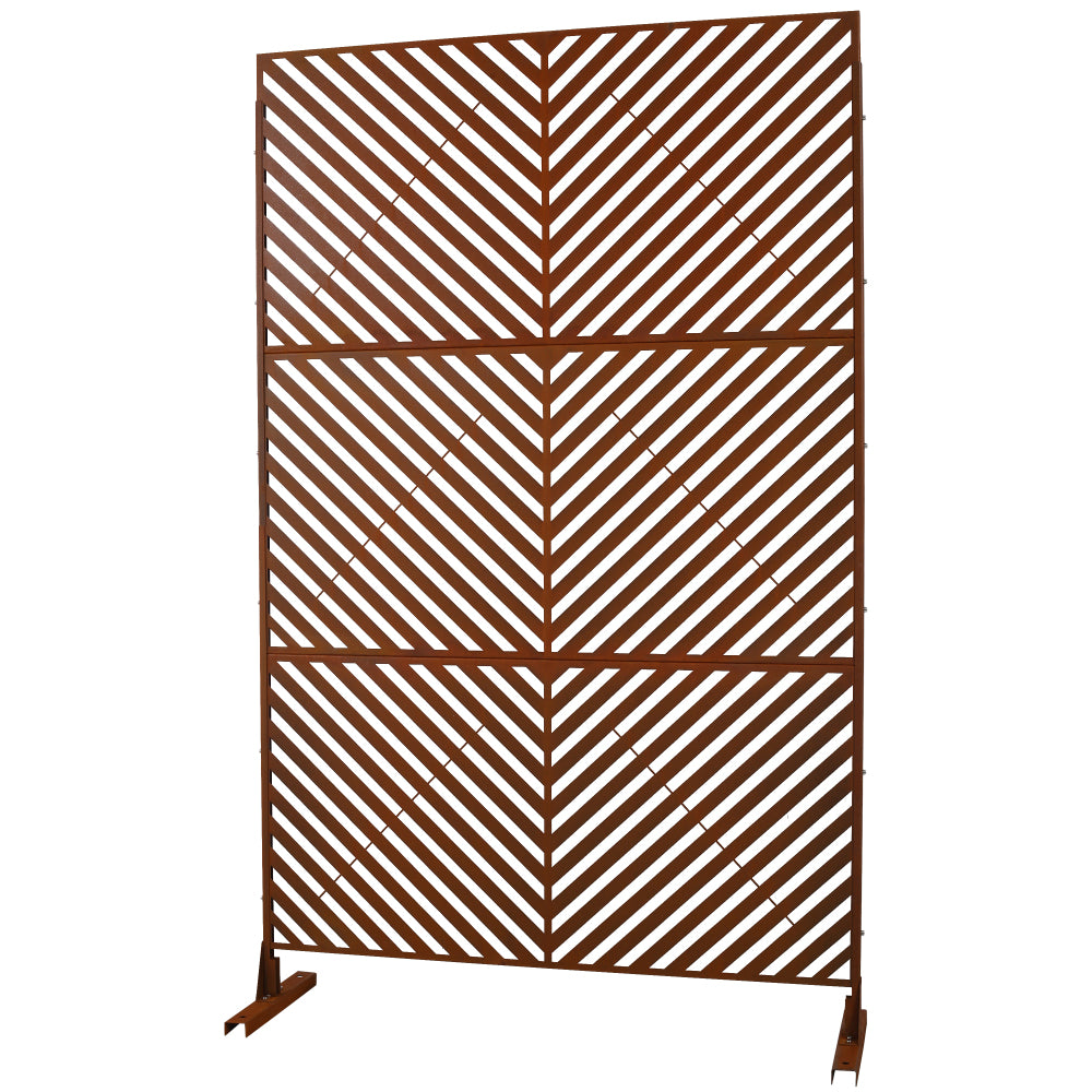 Outdoor & Indoor Privacy Screen Metal Privacy Screen 76" H×48" W, Freestanding Decorative Privacy Screen for Deck Balcony Patio, Privacy Fence Panels for Outside Lawn Garden PS113 RUSTY
