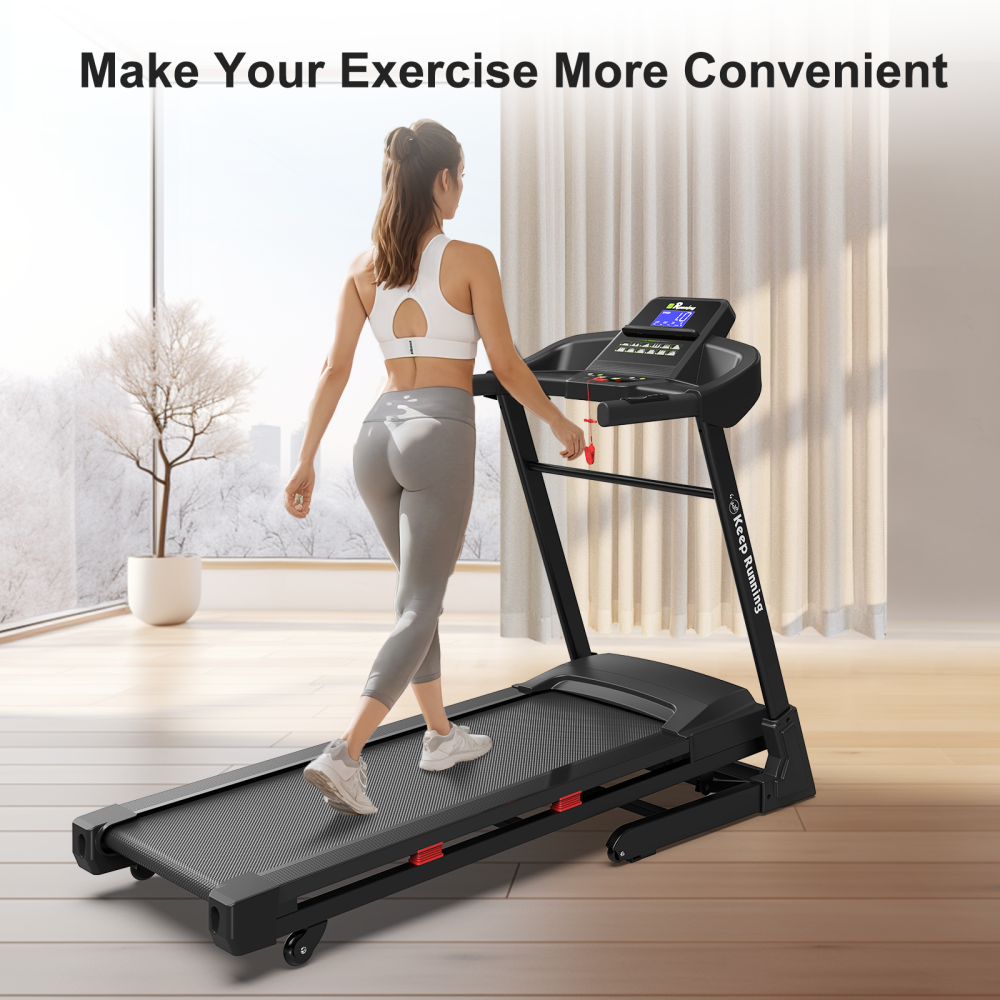 Treadmills for Home, Electric Treadmill with  Automatic Incline, Foldable 3.5HP Workout Running Machine Walking, Double Running Board Shock Absorption Pulse Sensor Bluetooth Speaker APP FITSHOW.