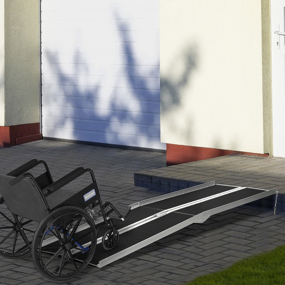 HOMCOM Portable Wheelchair Ramp for Home, Threshold Handicap Ramp 8'
