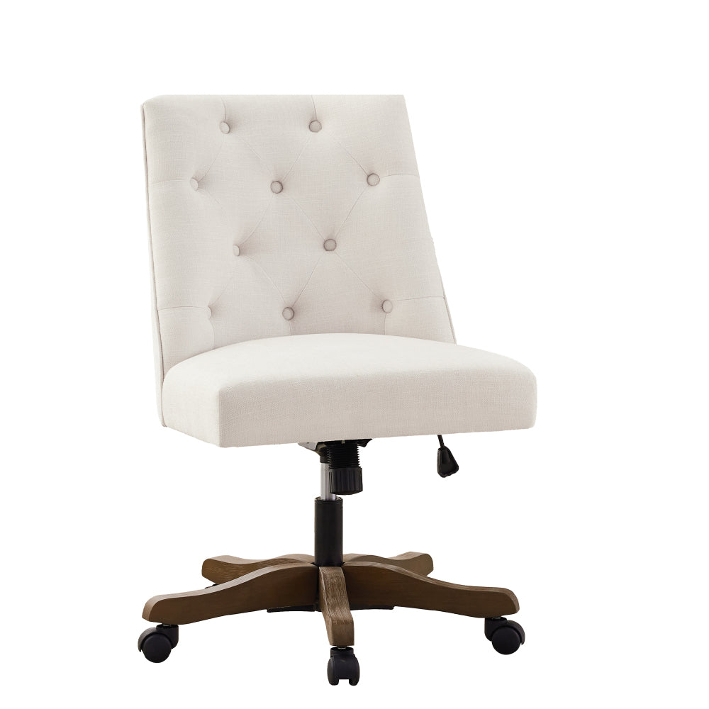 Upholstered Swivel Desk Chair, Armless Home Office Chair, Chenille Fabric Adjustable Height Computer Chair with Wheels for Study ,Grey