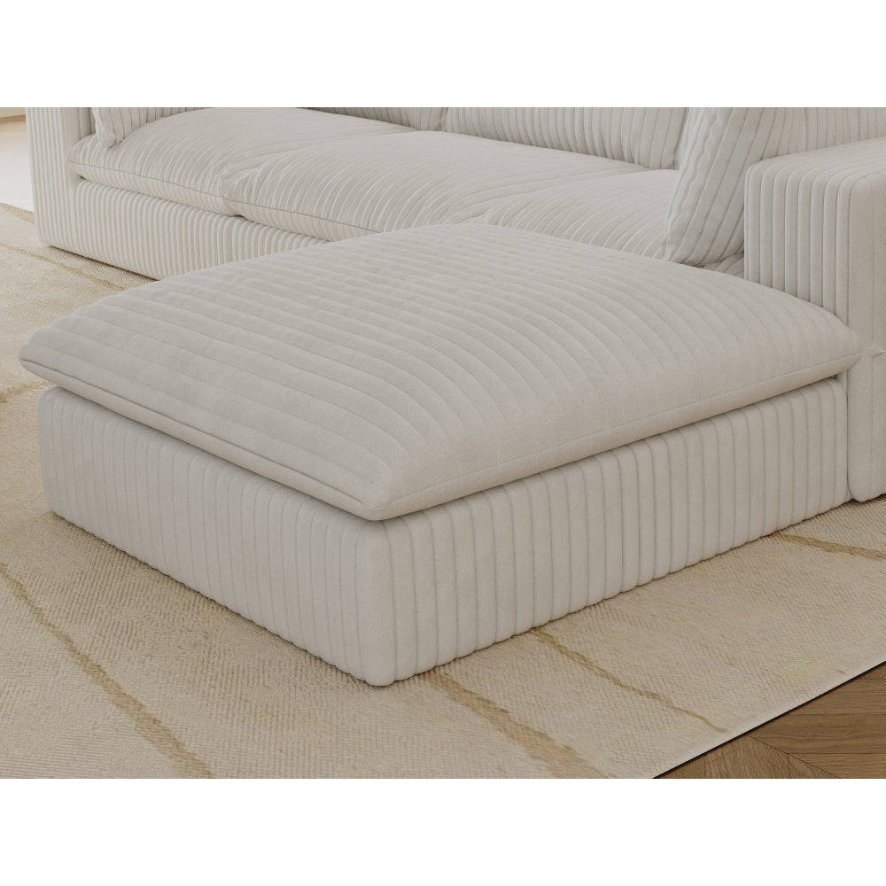Cloud Sofa,Corduroy Fabric,Deep Seat Couches,Double-layer design,Removable  Cushion,No Assembly, DIY Combination for Living room, Bedroom,Conference room ,Apartment,White