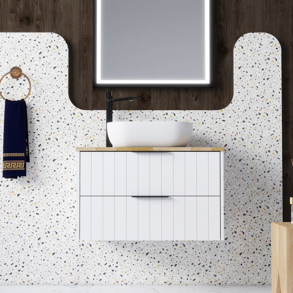 32-Inch bathroom vanity,only cabient,Solid wood top, double drawer design, drawer line shape,Soft-Close System,White+Natural