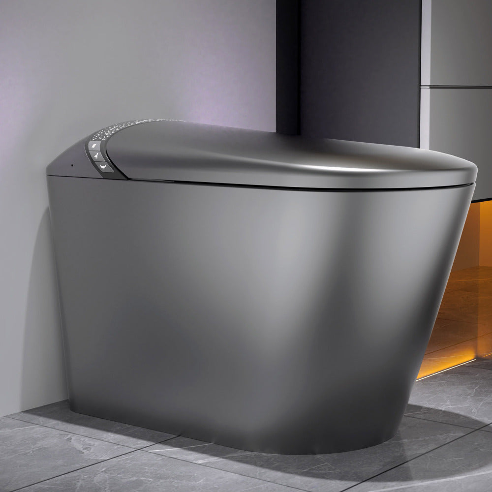 Starry Night Light Smart Toilet with Bidet Built In, Modern Design For  Bathroom, Auto Open/Close Seat, Foot Sensor, LED Display,Night Light, Warm Water & Dryer,Matte Grey