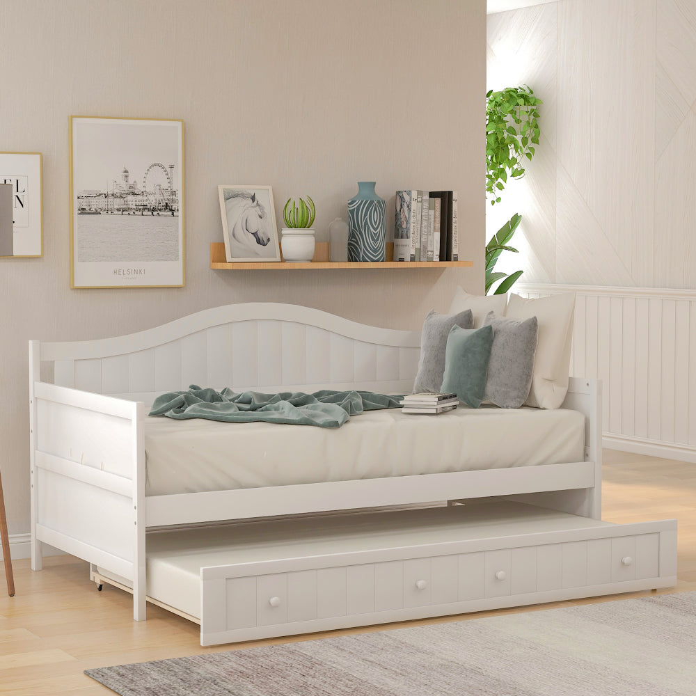 Twin Wooden Daybed with 2 drawers, Sofa Bed for Bedroom Living Room,No Box Spring Needed,Gray
