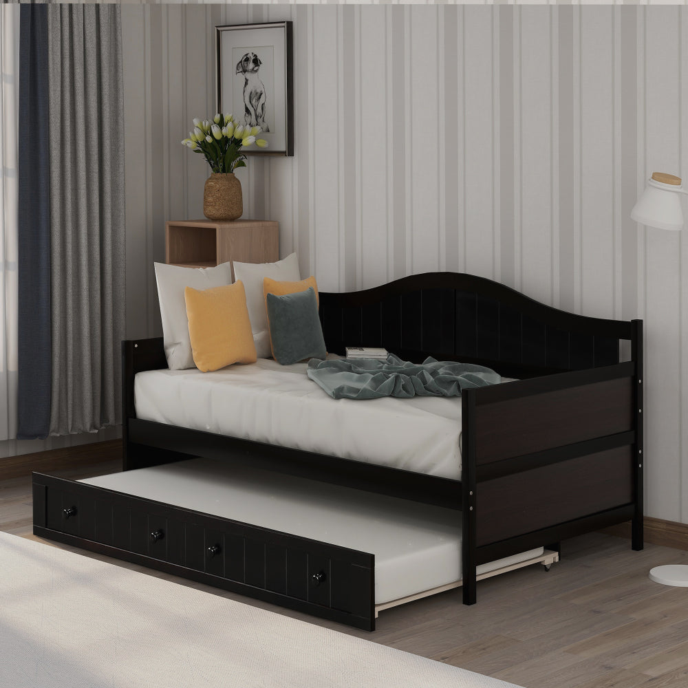 Twin Wooden Daybed with 2 drawers, Sofa Bed for Bedroom Living Room,No Box Spring Needed,Gray
