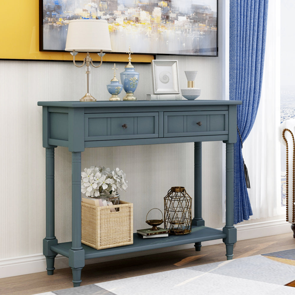 TREXM Daisy Series Console Table Traditional Design with Two Drawers and Bottom Shelf (Espresso)