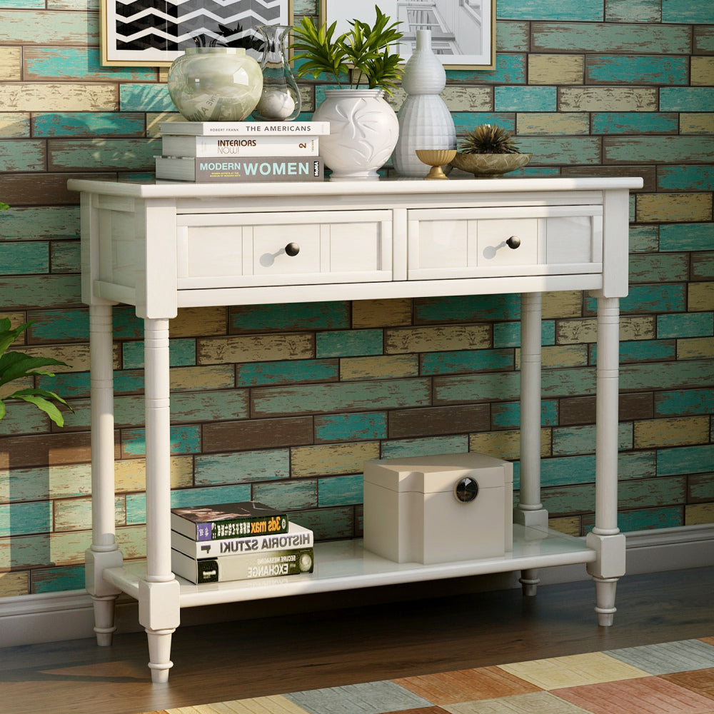 TREXM Daisy Series Console Table Traditional Design with Two Drawers and Bottom Shelf (Espresso)