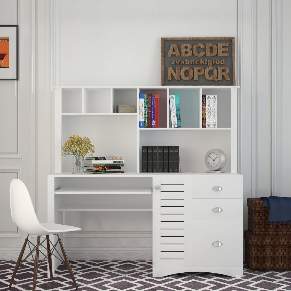 Home Office Computer Desk with Hutch, Antiqued Black finish
