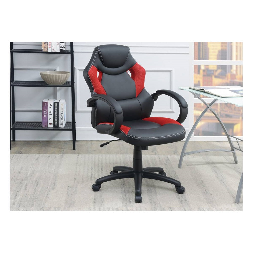 Office Chair Upholstered 1pc Cushioned Comfort Chair Relax Gaming Office Work Black And Red Color