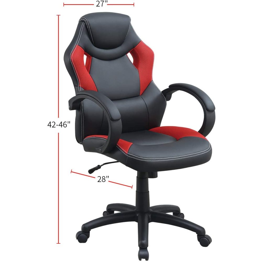 Office Chair Upholstered 1pc Cushioned Comfort Chair Relax Gaming Office Work Black And Red Color