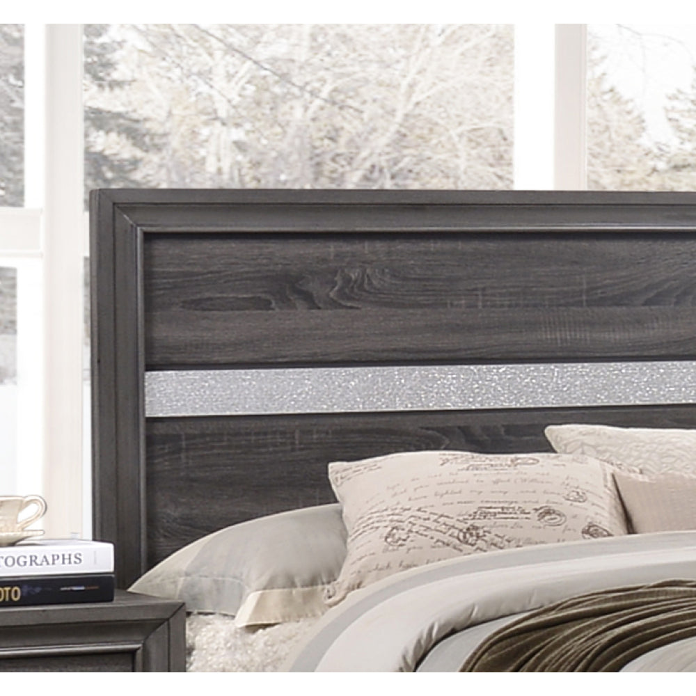 Traditional Queen 4 piece Storage Bedroom Set made with Wood in Gray