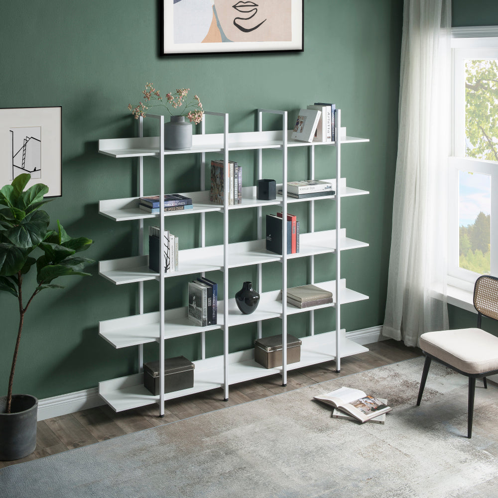 [VIDEO] 5 Tier Bookcase Home Office Open Bookshelf, Vintage Industrial Style Shelf with Metal Frame, MDF Board (Old Sku:WF286176AAK)