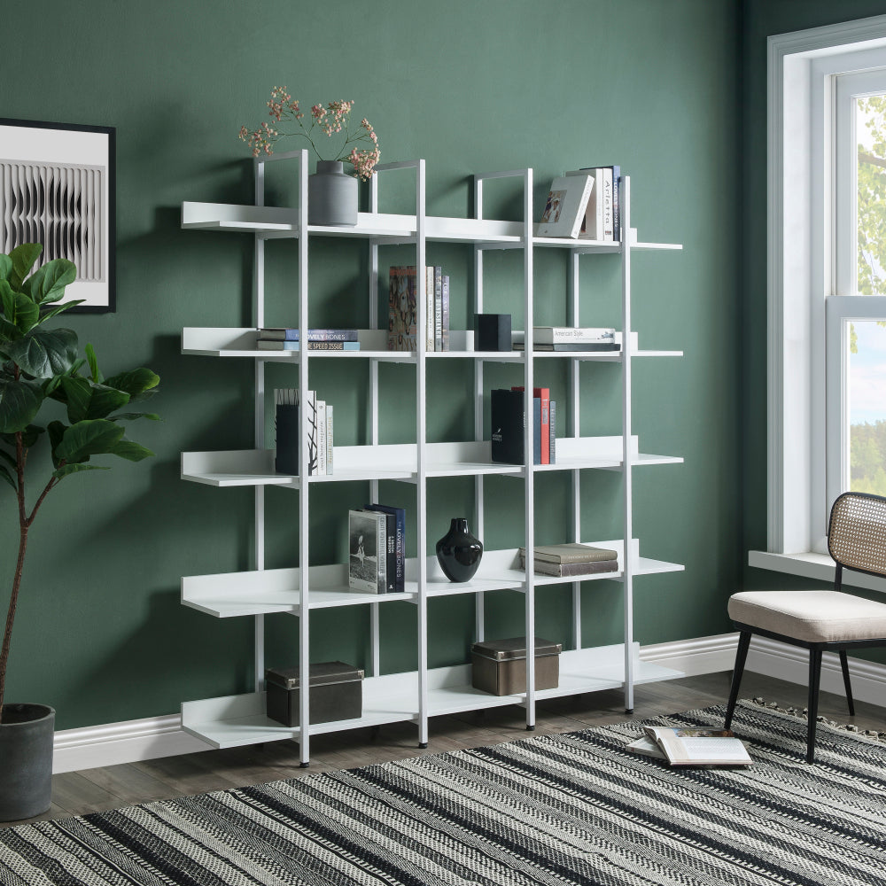 [VIDEO] 5 Tier Bookcase Home Office Open Bookshelf, Vintage Industrial Style Shelf with Metal Frame, MDF Board (Old Sku:WF286176AAK)