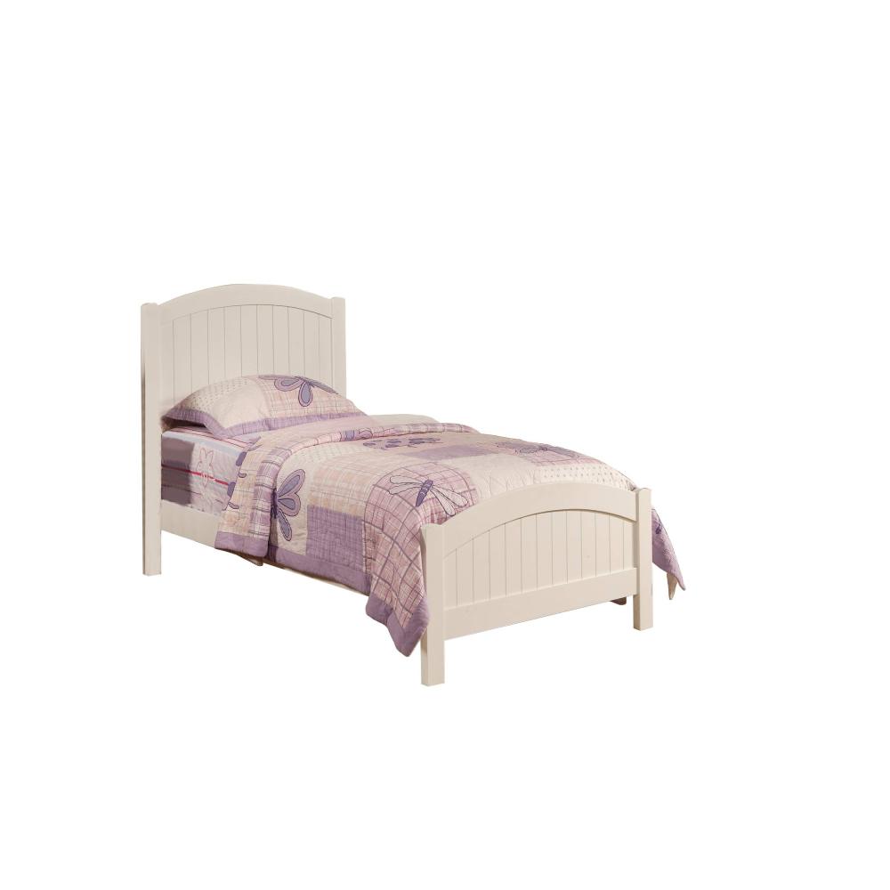White Color Twin Size Bed Nightstand And Chest 3pc Set Bedroom Furniture Wooden Transitional Style Headboard