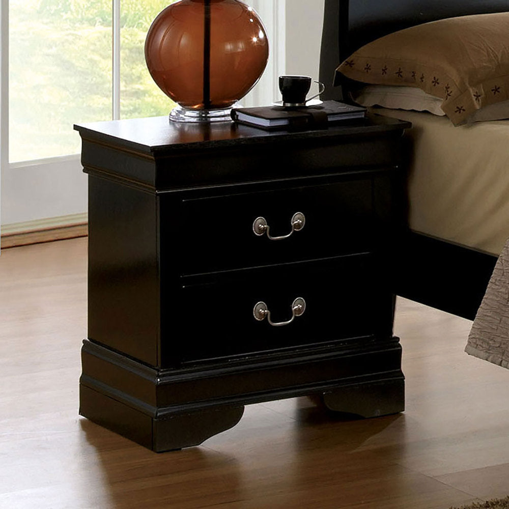 1pc Nightstand Cherry Finish Louis Philippe Solid wood English Dovetail Construction Antique Nickle Hanging Pulls
