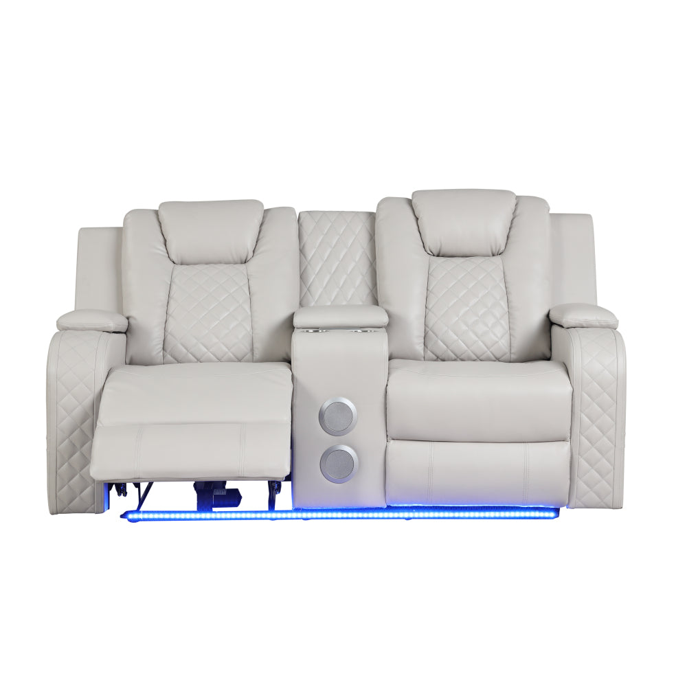 BENZ LED & Power Reclining Loveseat Made With Faux Leather in Ice      same asG150109058  (NJ inventory)