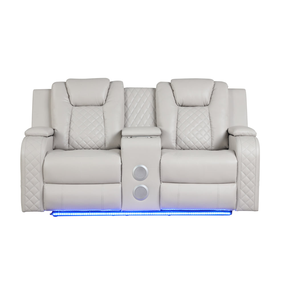 BENZ LED & Power Reclining Loveseat Made With Faux Leather in Ice      same asG150109058  (NJ inventory)