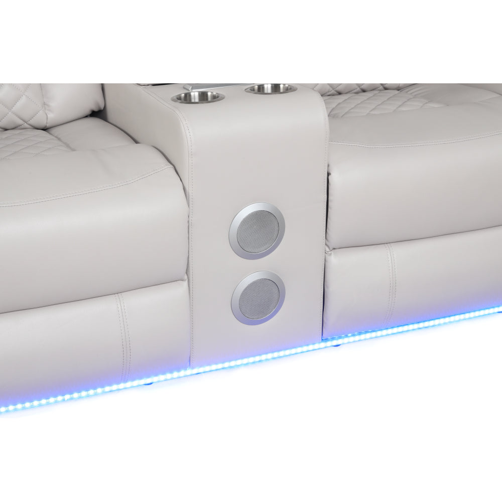 BENZ LED & Power Reclining Loveseat Made With Faux Leather in Ice      same asG150109058  (NJ inventory)