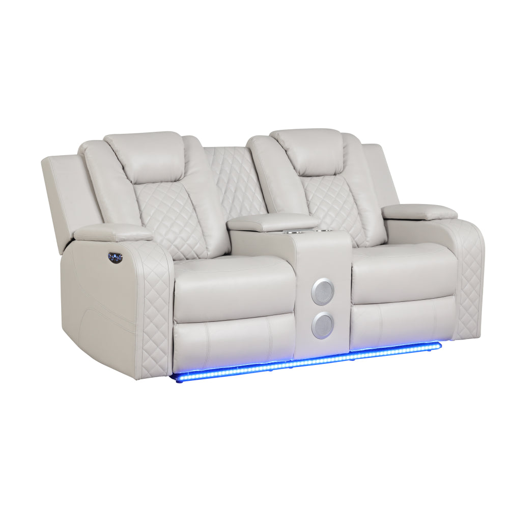 BENZ LED & Power Reclining Loveseat Made With Faux Leather in Ice      same asG150109058  (NJ inventory)