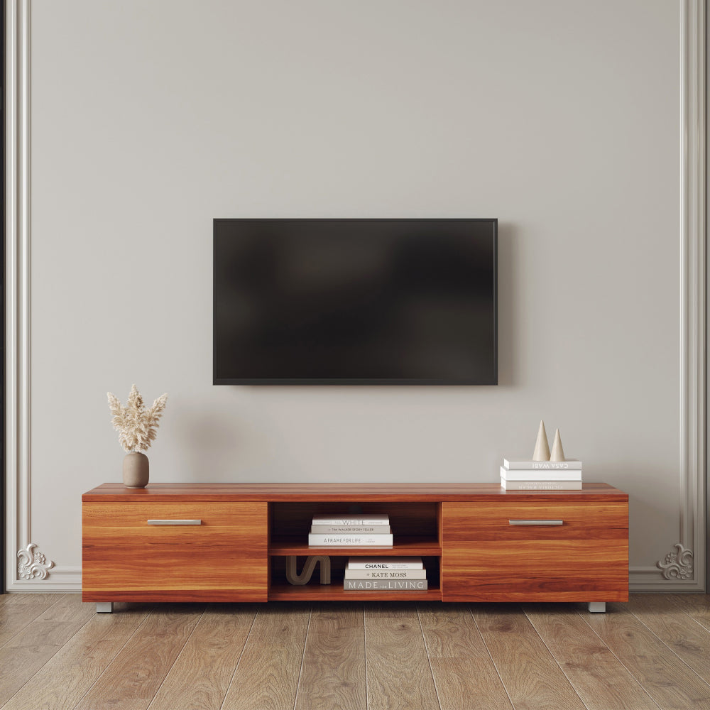 Modern Black TV Stand, 20 Colors LED TV Stand w/Remote Control Lights