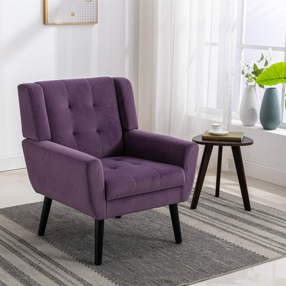 Modern Soft Teddy  Material Ergonomics Accent Chair Living Room Chair Bedroom Chair Home Chair With Black Legs For Indoor Home-Grey Teddy Fabric