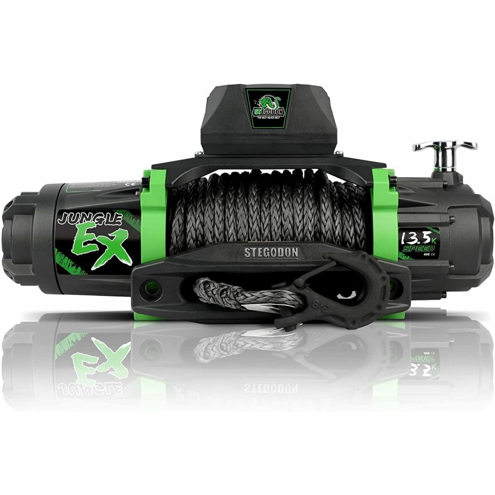 STEGODON Electric Winch 13500lb 12V Synthetic Rope Towing Truck Jeep Off-Road