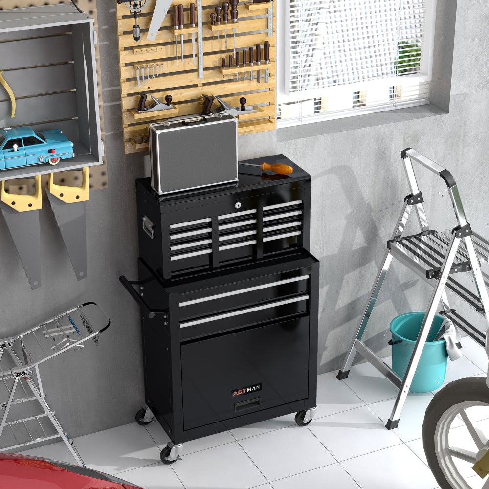 High Capacity Rolling Tool Chest with Wheels and Drawers, 8-Drawer Tool Storage Cabinet--BLUE