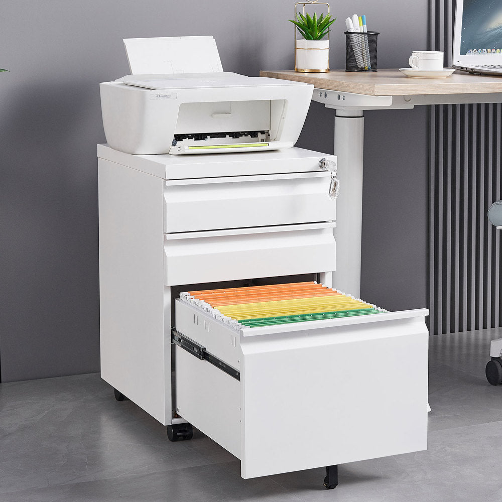 3 Drawer Mobile File Cabinet Under Desk Office,Simple Style Versatile Storage Cabinet for Legal/Letter/A4 Files, 5 Wheel Design Anti-Tilting Cold Rolled Steel Waterproof Moisture-Proof Black