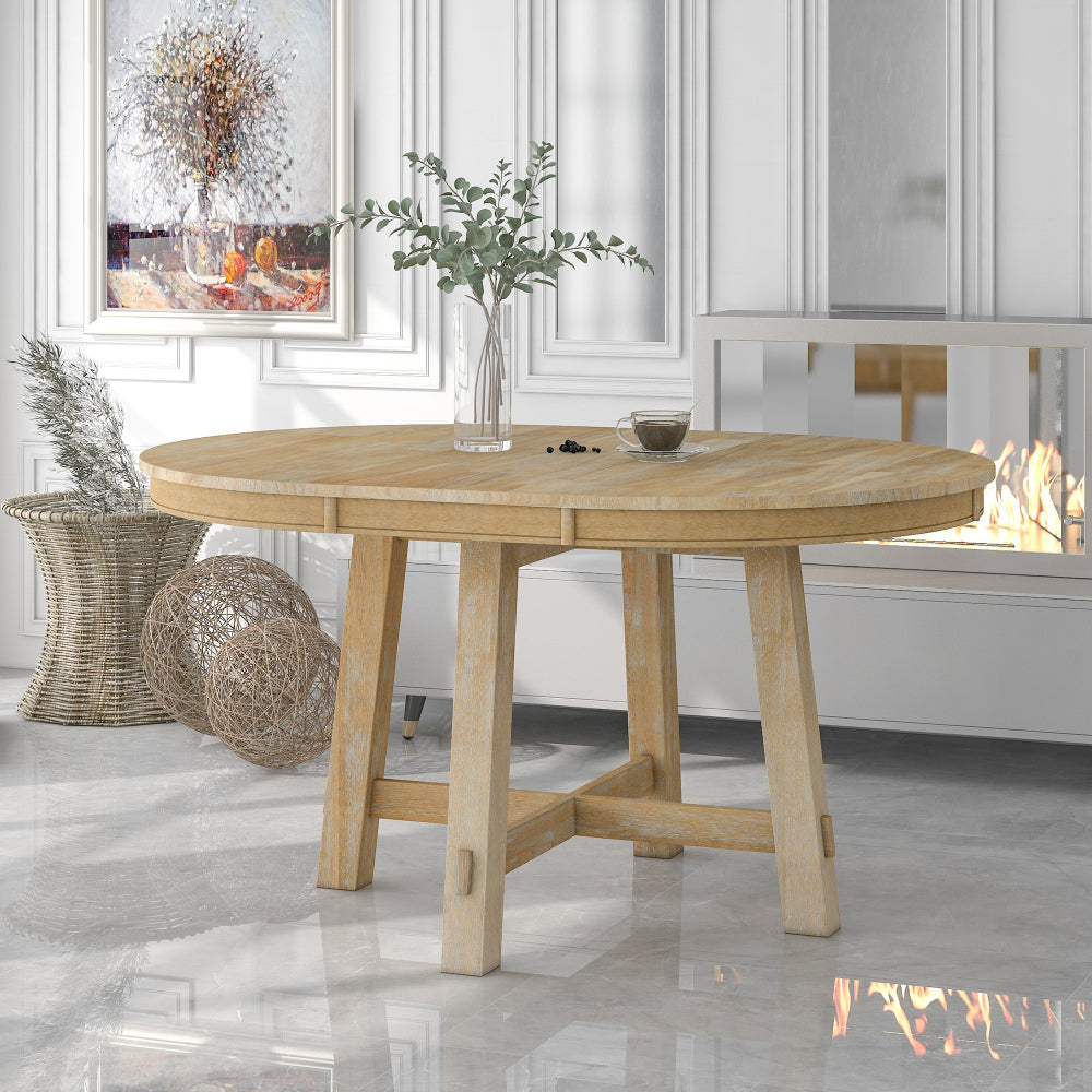 TREXM Set of 4 Dining chairs Wood Upholstered Fabirc Dining Room Chairs with Nailhead (Natural Wood Wash)