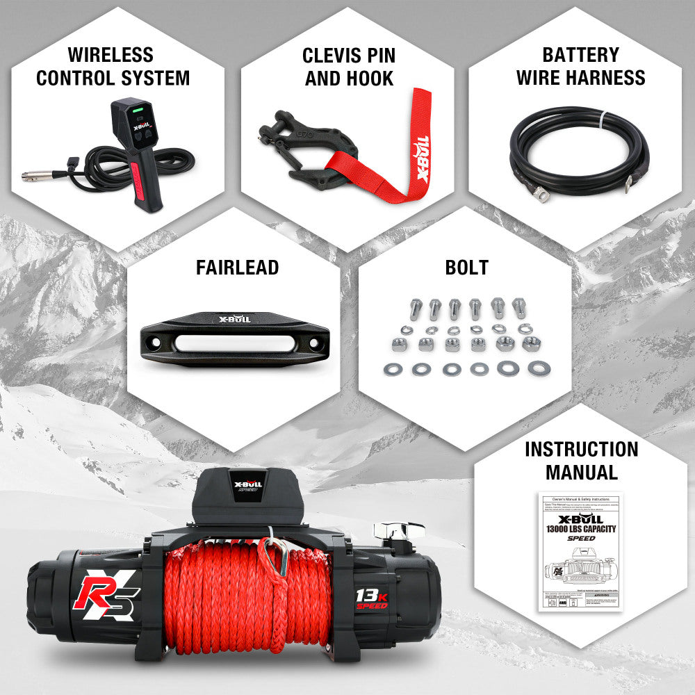 X-BULL Winch-13500 lb. Load Capacity Electric Winch -12V DC Power for Towing Truck Off Road, 2 in 1 Wireless Remote,13500 XRS Series