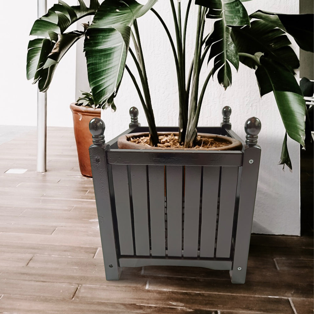 Wood Outdoor Square Wooden Flower and Herb Pot for Garden, Porch and Patio - Outside Plant and Vegetable Container ,Planter,Teak