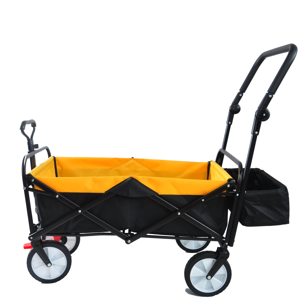 folding wagon Collapsible Outdoor Utility Wagon, Heavy Duty Folding Garden Portable Hand Cart, Drink Holder, Adjustable Handles(Black+Red colour)