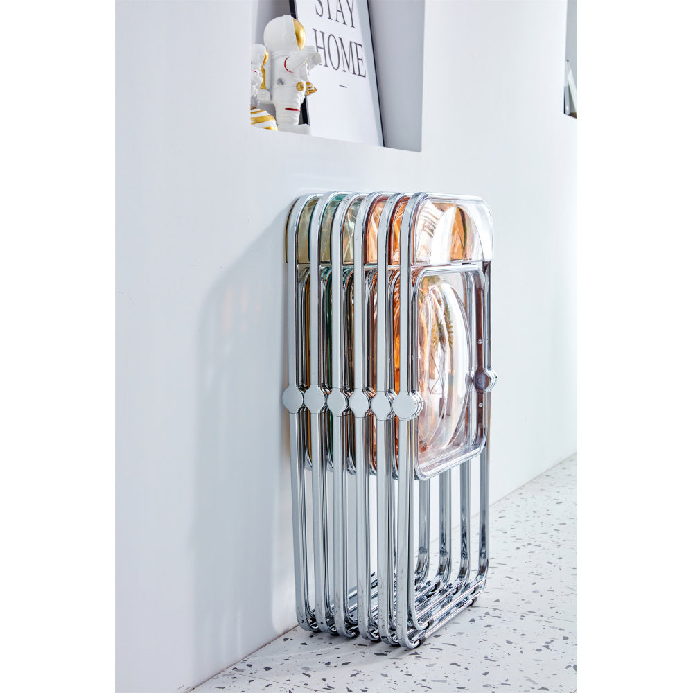 YELLOW Clear Transparent Folding Chair Chair Pc Plastic Living Room Seat