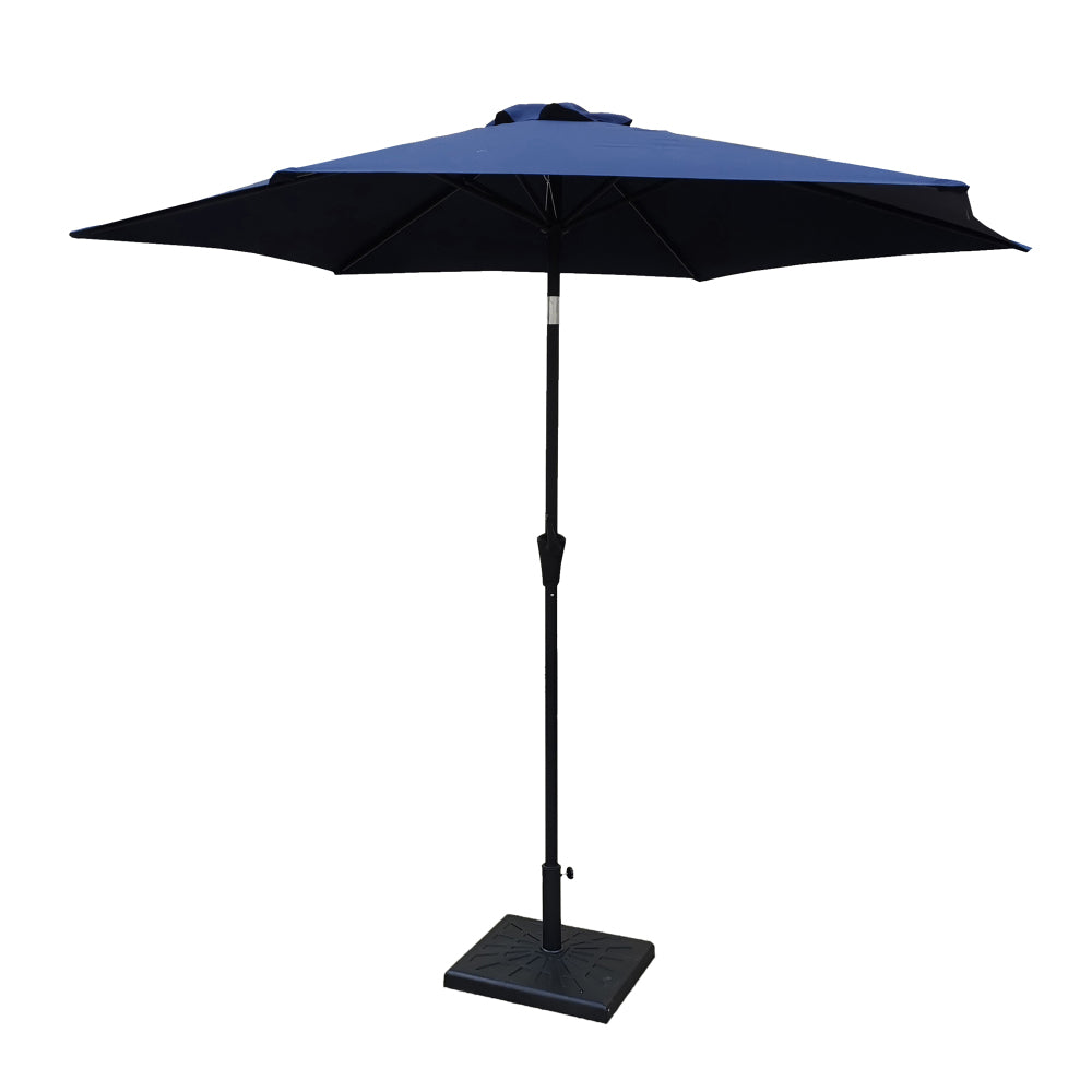 8.8 feet Outdoor Aluminum Patio Umbrella, Patio Umbrella, Market Umbrella with 42 Pound Square Resin Umbrella Base, Push Button Tilt and Crank lift, Taupe