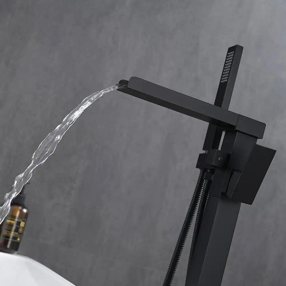 Single Handle Freestanding Bathtub Wall Mounted Faucet with Hand Shower Bathtub Faucet , Matte Black