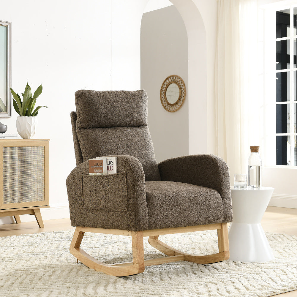 [Video] Welike 27.6"W Modern Accent High Backrest Living Room Lounge Arm Rocking Chair, Two Side Pocket(W83453336)