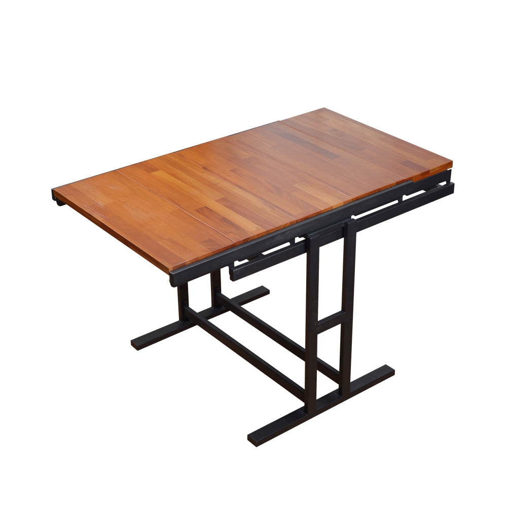 Medium-Size Rubber Wood Multifunction Convertible Dining Table,Transition Dining Table and Shelf for Home and Kitchen,Free Switch,Space-Saving for Any Need ,Wood Color Finish
