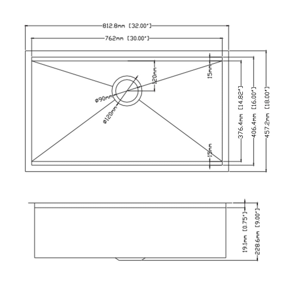 32 x 18 inch Undermount Workstation Sink, Stainless Steel Single Bowl Kitchen Sink 18 Gauge